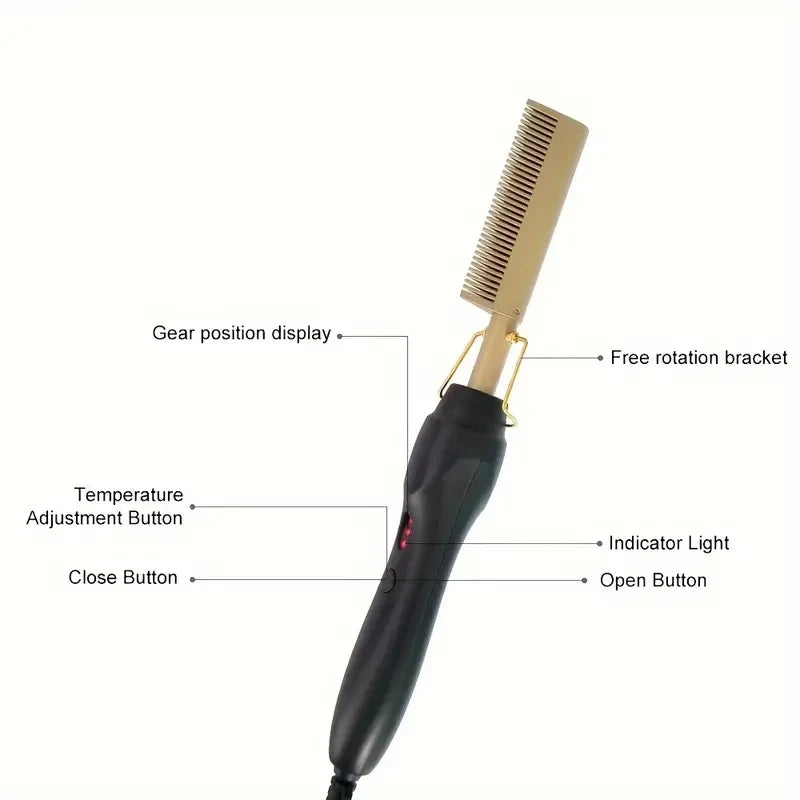 Peigne chauffant 2 en 1 – Lisseur idéal pour tous types de cheveux